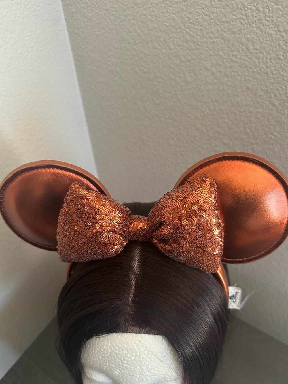 Disney Parks Minnie Mouse Copper Sequin Ears Headband.